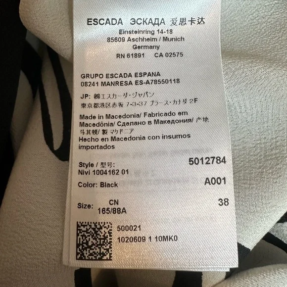 Escada 100% Silk Floral Tunic Dress with Pockets Black White Red Size 38 - Picture 11 of 15